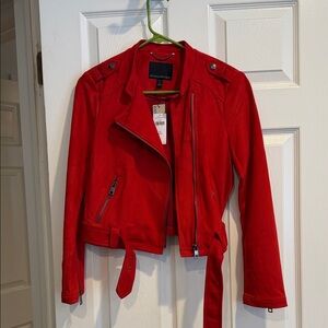 Banana Republic Women's Red Vegan Suede Moto Jacket NWT PS